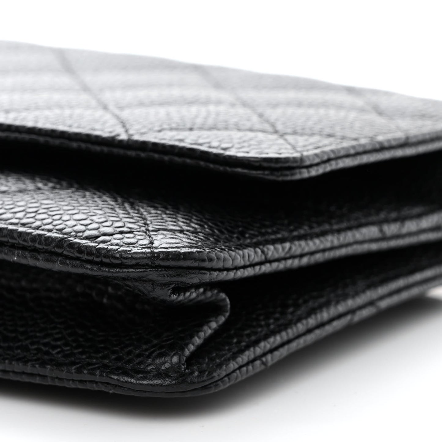 Caviar Quilted Wallet on Chain WOC Black