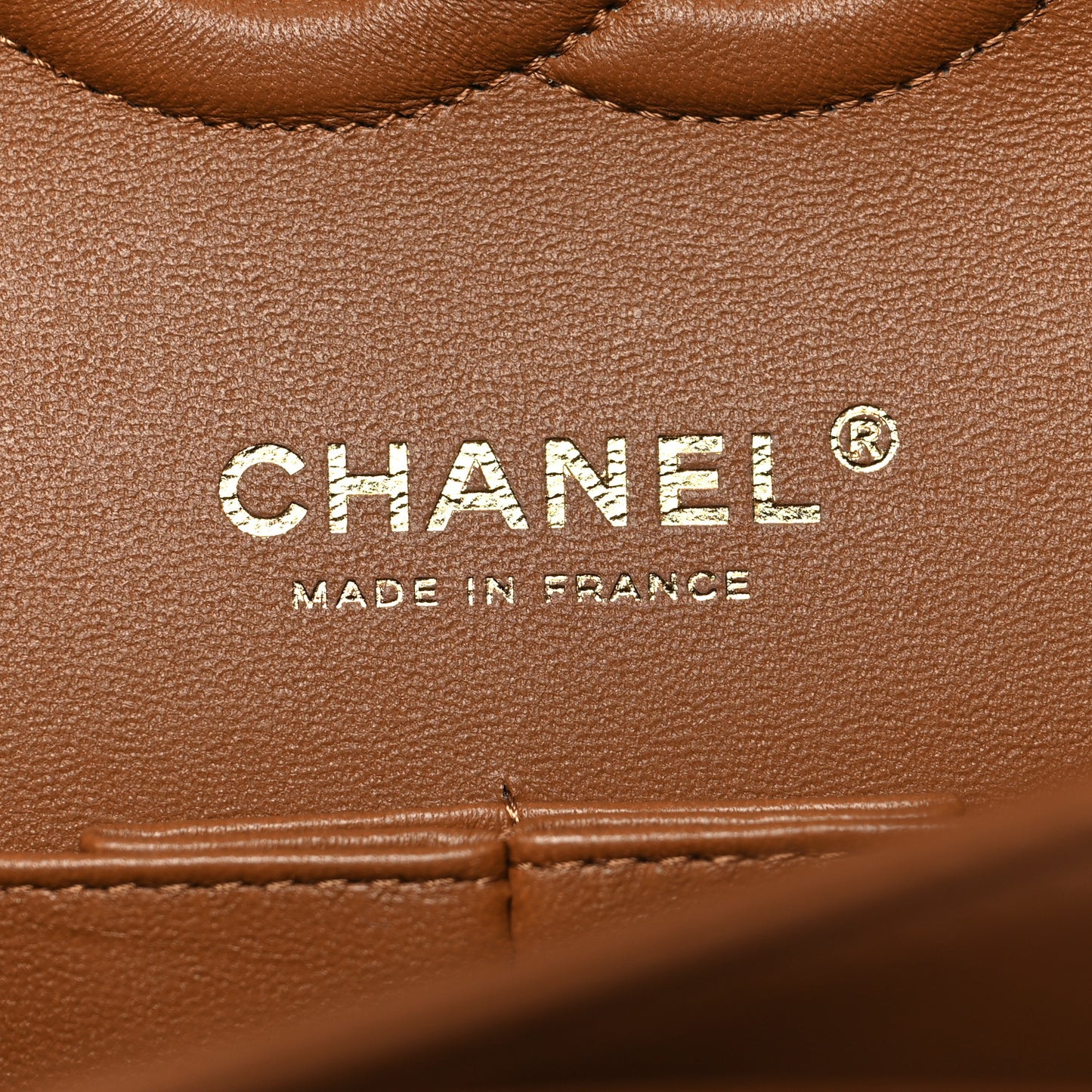 Lambskin Quilted Medium Double Flap Brown