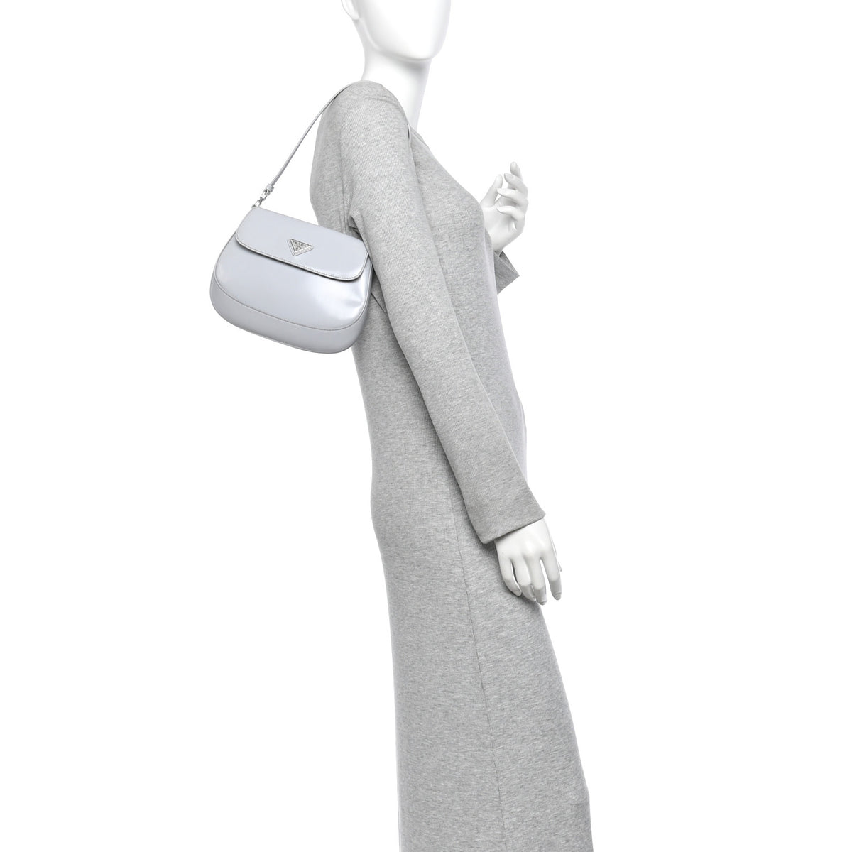 Prada Spazzolato Cleo Flap Shoulder Bag Fiordaliso 2 of 10