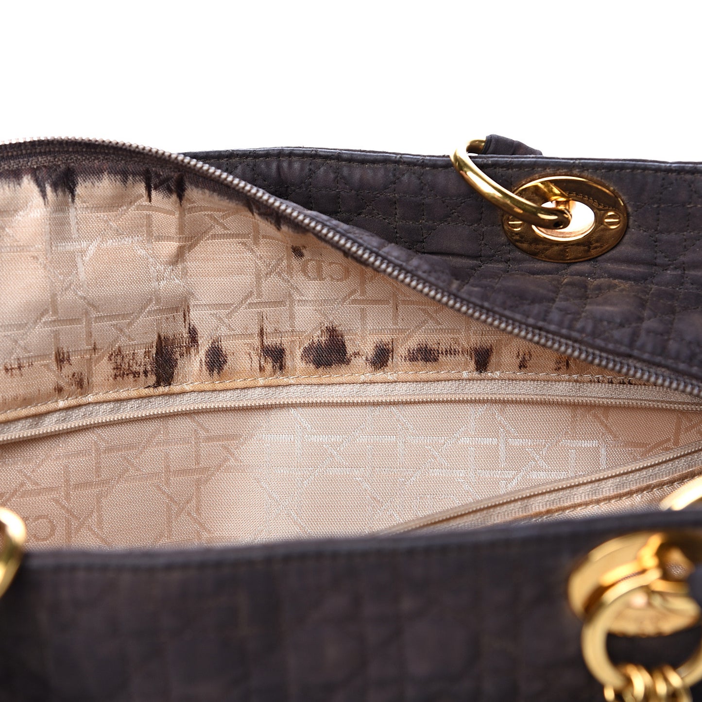 Nylon Cannage Large Lady Dior Tote Brown