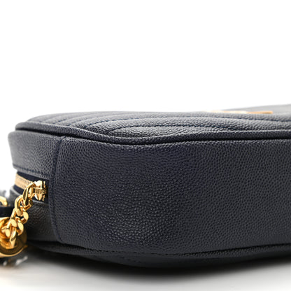 Saint Laurent Grain De Poudre Matelasse Monogram Mini Lou Camera Bag Navy 9 of 11