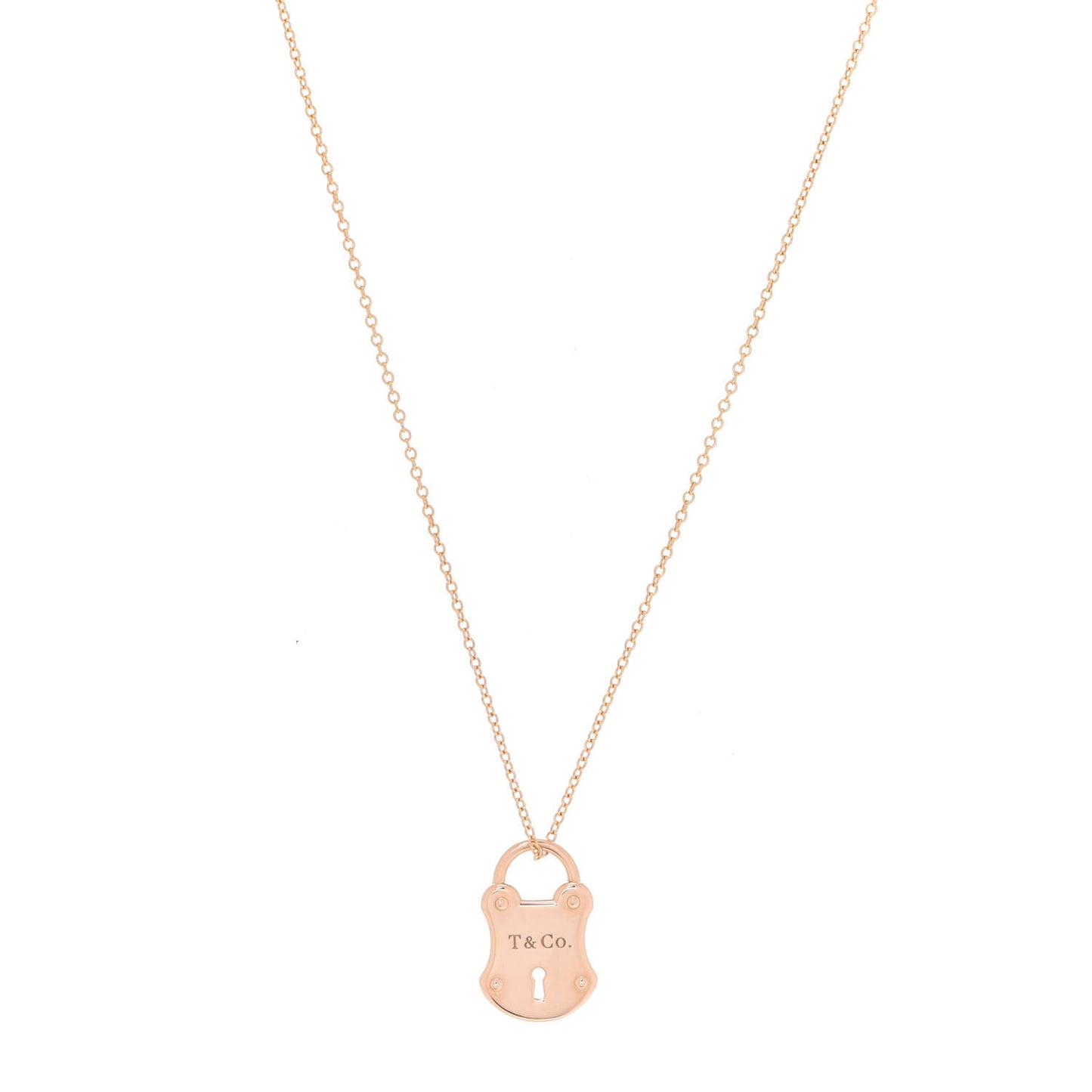 18K Rose Gold Emblem Lock Pendant Necklace