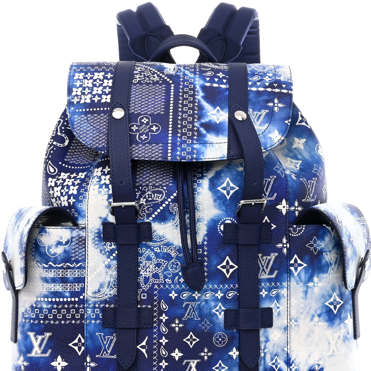 Louis Vuitton Cowhide Monogram Bandana Christopher MM Backpack Blue 7 of 11