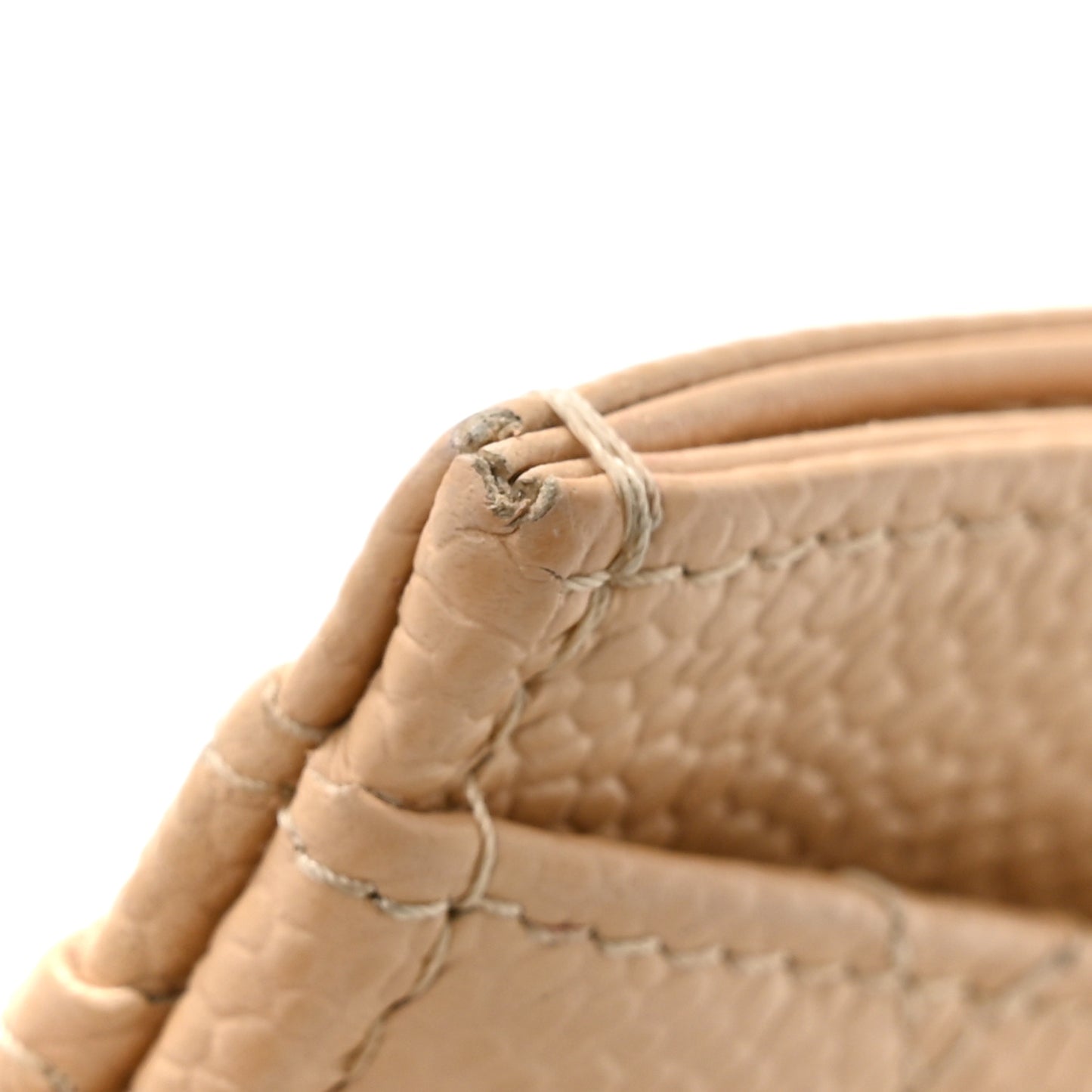 Caviar Quilted Card Holder Beige