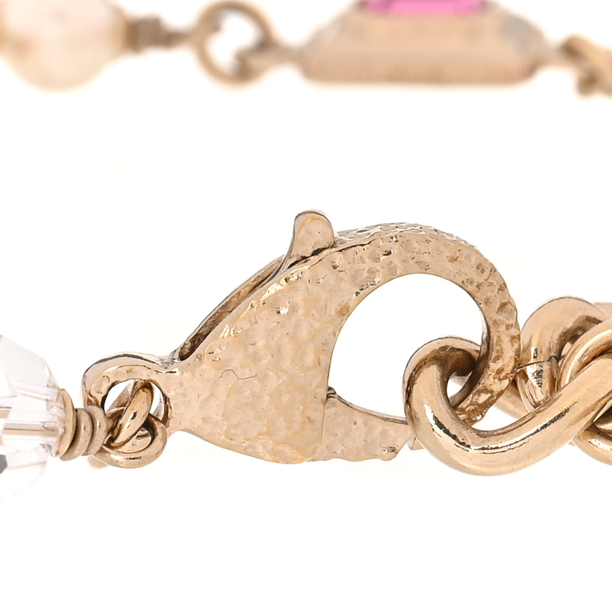 Chanel Metal Glass Crystal Strass Pearl CC Chain Bracelet Gold Multicolor Pearly White 4 of 6