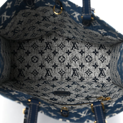 Louis Vuitton Monogram Jacquard Denim Onthego MM Bleu 4 of 7