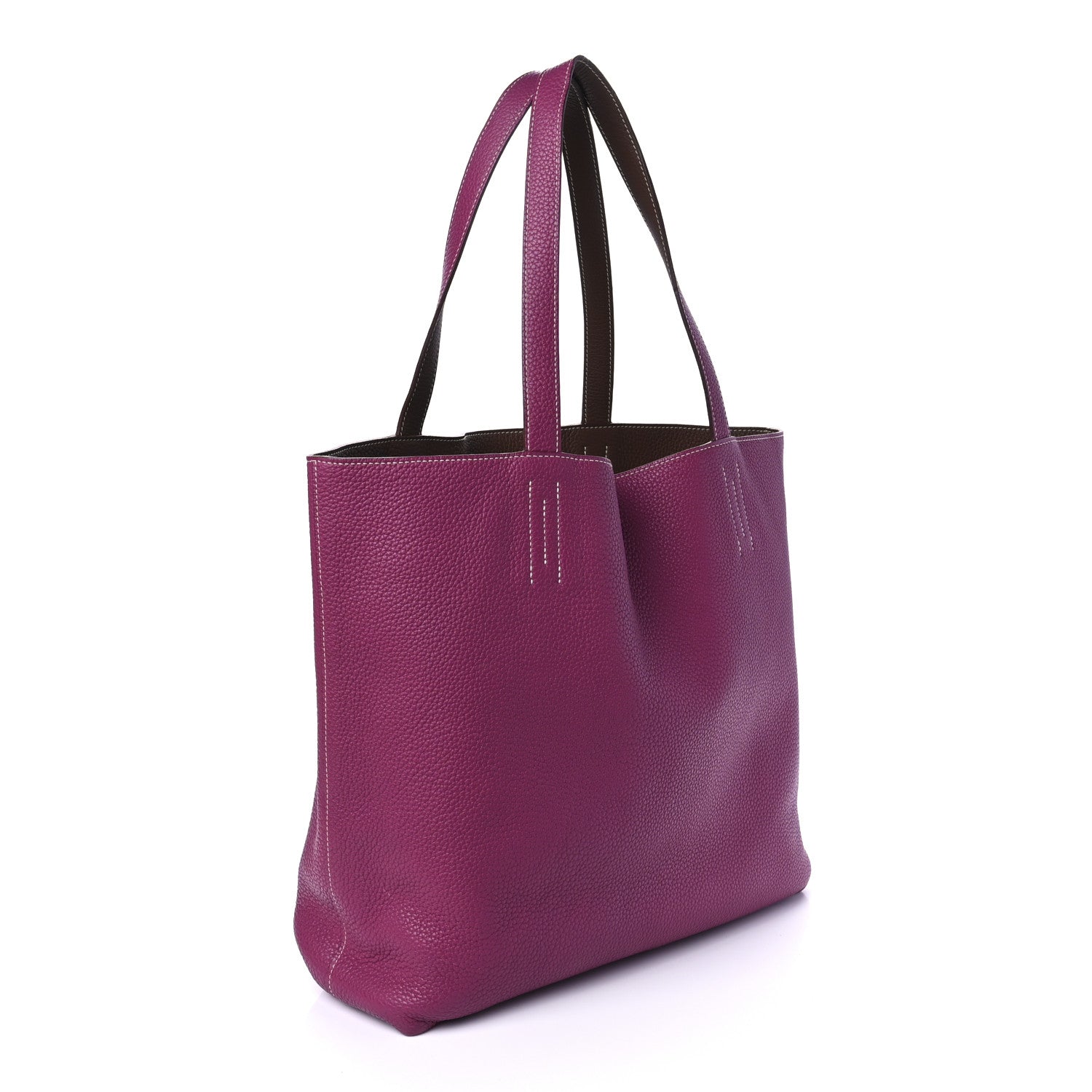 Hermes Taurillon Clemence Double Sens 45 Reversible Tote Marron D'Inde Tosca 4 of 15