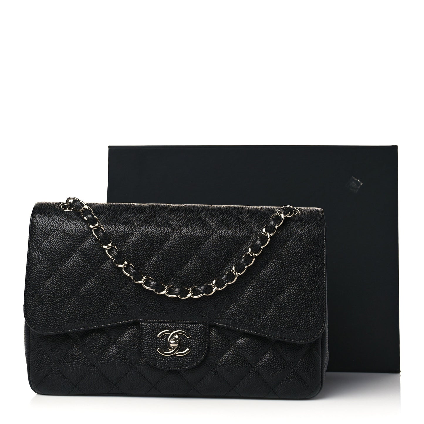 Caviar Quilted Jumbo Double Flap Black