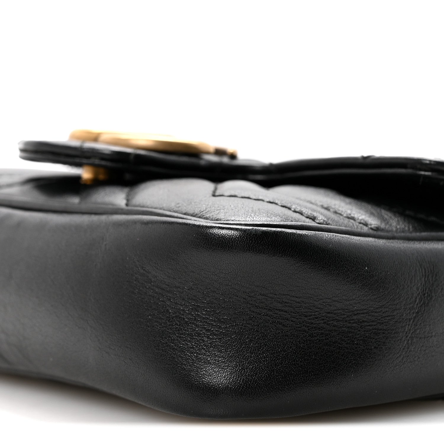 Gucci Calfskin Matelasse Super Mini GG Marmont Shoulder Bag Black 10 of 16