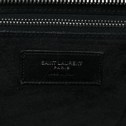 Saint Laurent Calfskin Crocodile Embossed Medium Cabas Rive Gauche Black 6 of 9