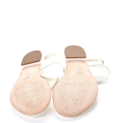 Chanel Lambskin Logo Thong Sandals 38 White 7 of 13