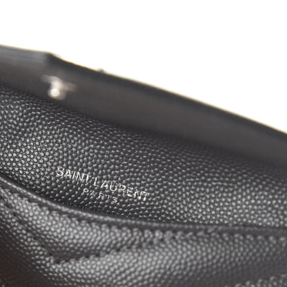 Saint Laurent Grain De Poudre Matelasse Chevron Monogram Compact Wallet Storm 8 of 10