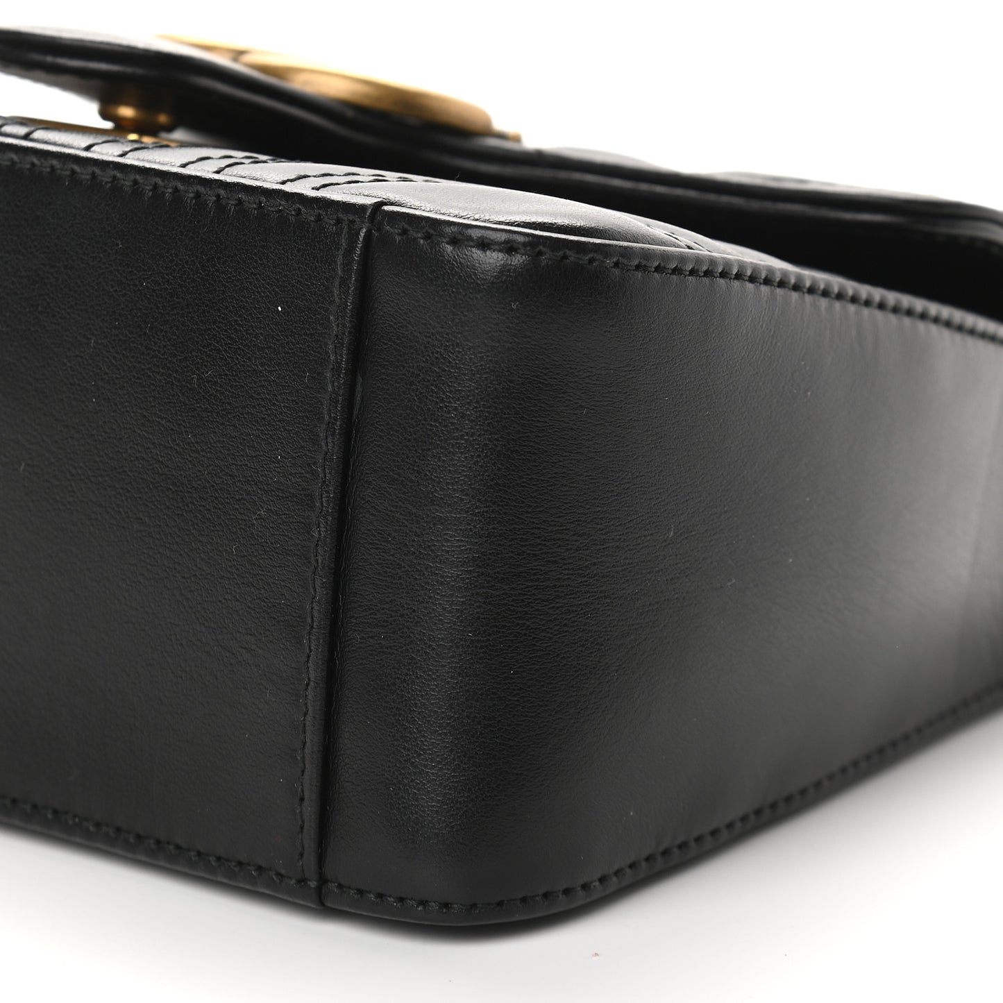 Calfskin Matelasse Mini GG Marmont Top Handle Shoulder Bag Black