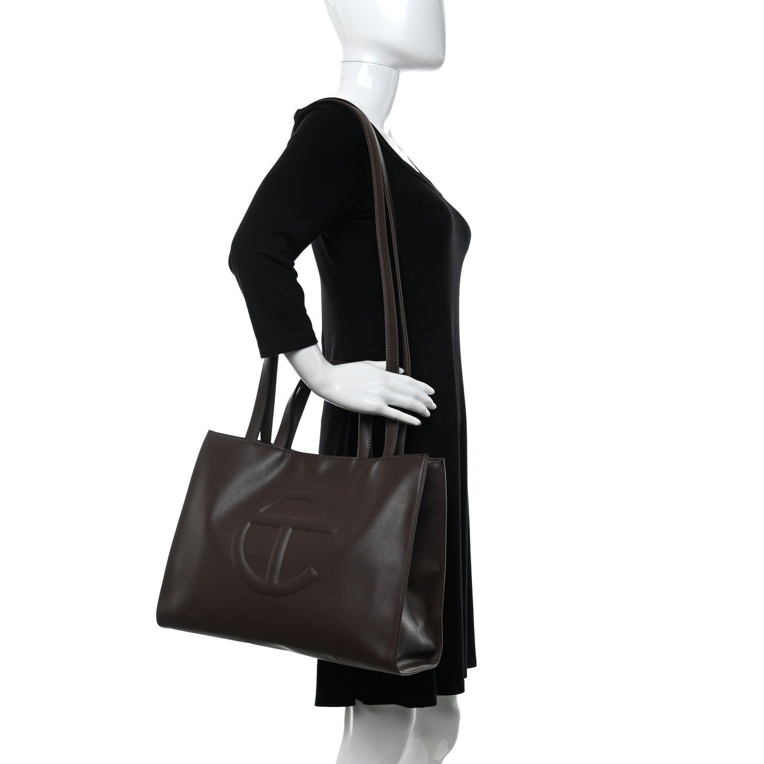 Telfar Vegan Leather Medium Shopping Bag Chocolate 2 of 8