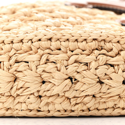 Celine Raffia Calfskin Triomphe Panier Hobo Bag Natural Tan 9 of 10