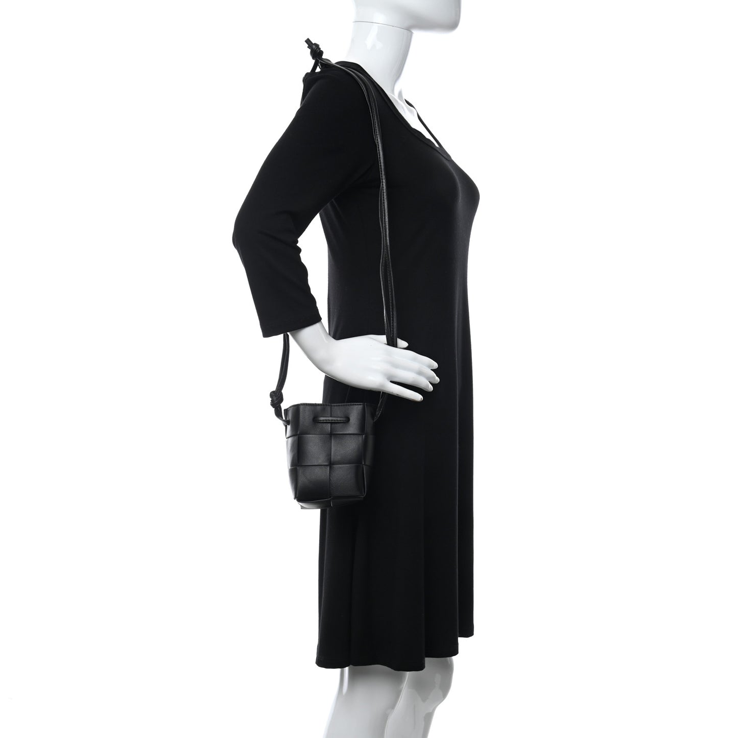 Nappa Maxi Intrecciato Mini Cassette Bucket Bag Black