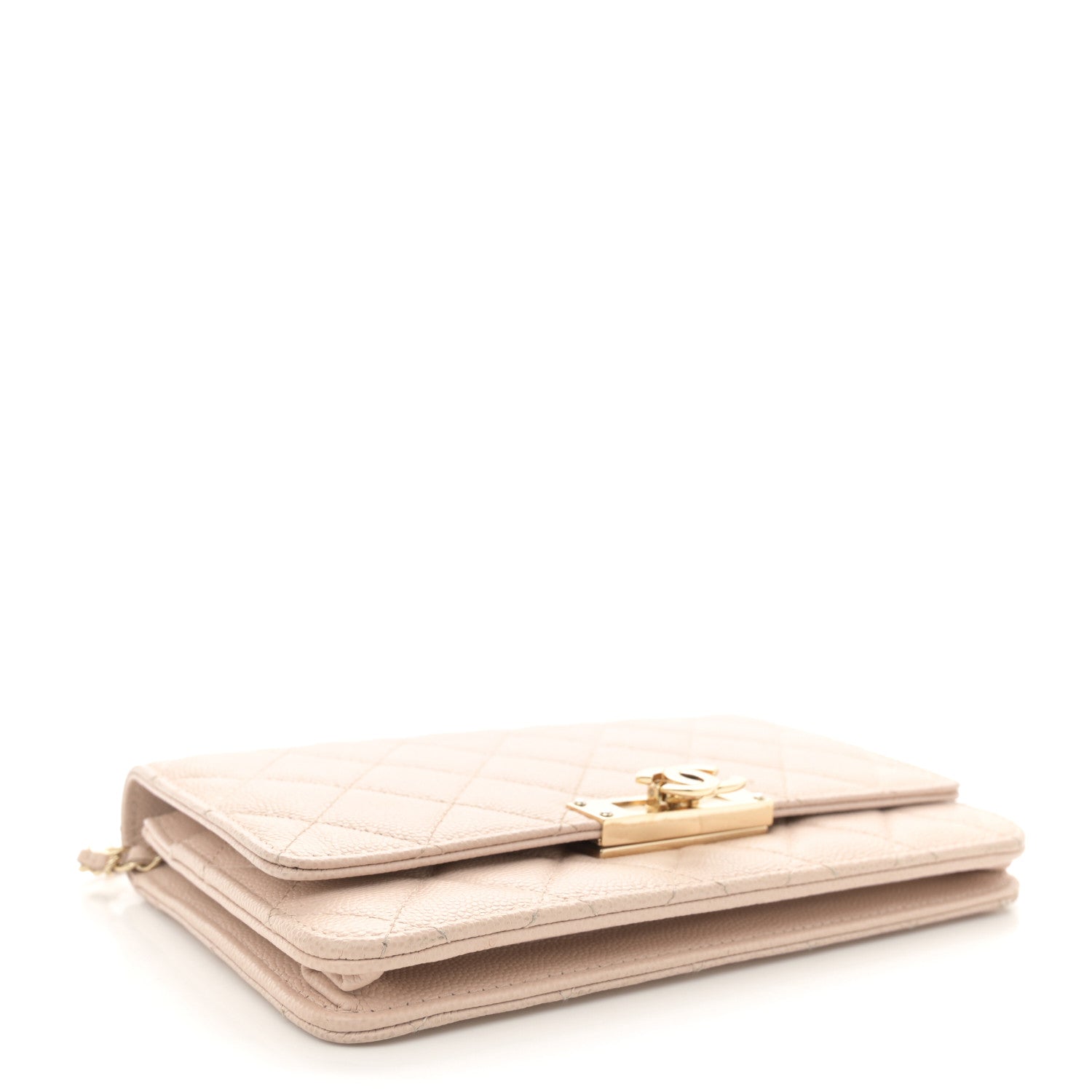 Chanel Caviar Quilted Golden Class Wallet On Chain WOC Light Beige 4 of 12