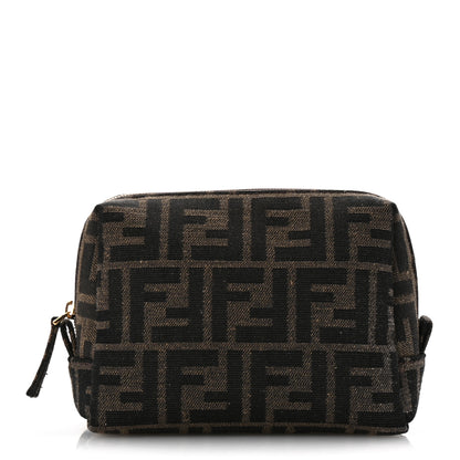 Fendi Fabric Jacquard FF 1974 Small Trapezoid Beauty Pouch Tobacco Moro Black 1 of 9