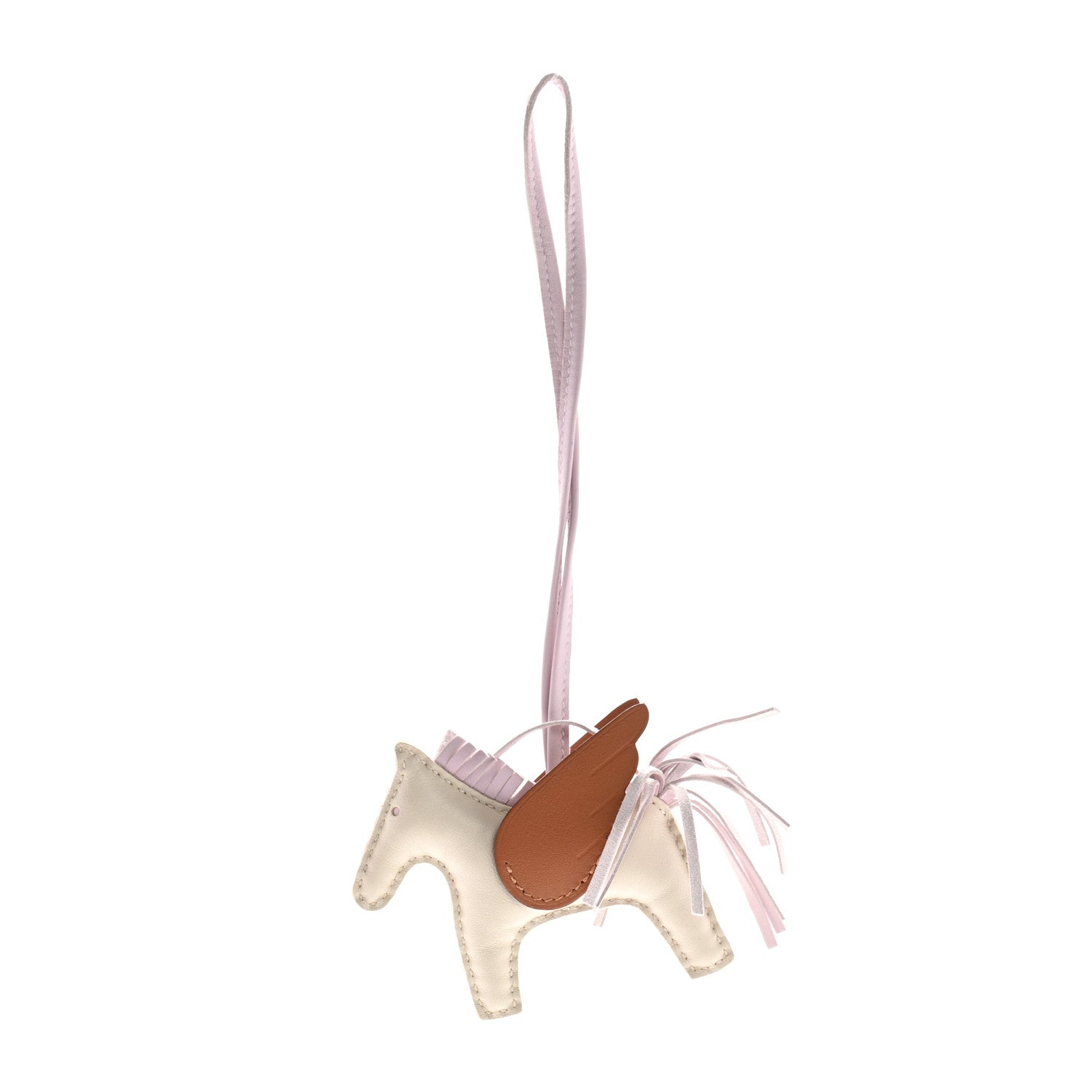 Hermes Milo Lambskin Grigri Rodeo Pegase Horse Bag Charm PM Craie Gold Mauve Pale 1 of 6