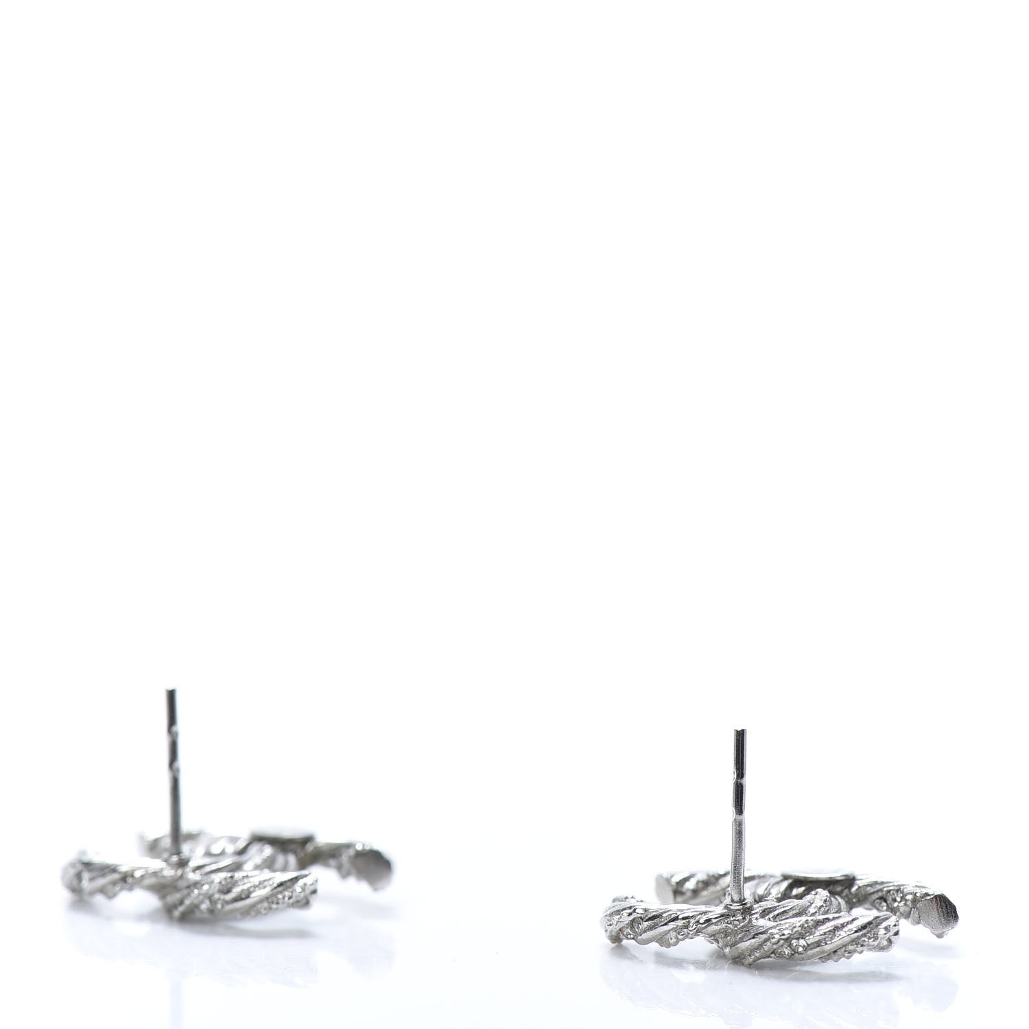 Chanel Crystal CC Twisted Earrings Silver 3 of 5