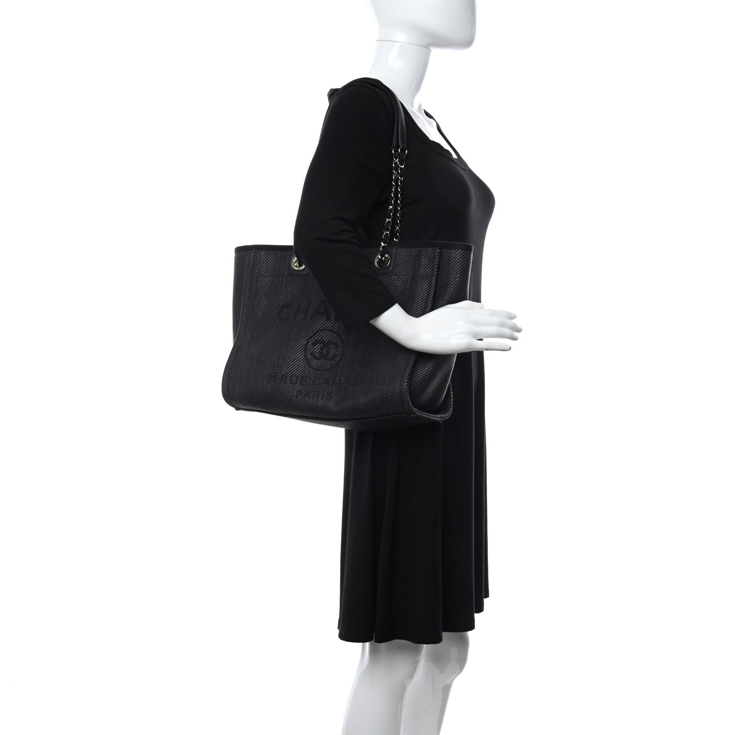 Chanel Mixed Fibers Small Deauville Tote Black 2 of 14