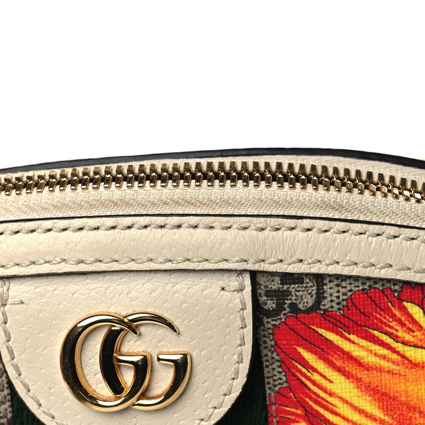 GG Supreme Monogram Flora Web GG Small Ophidia Dome Shoulder Bag White
