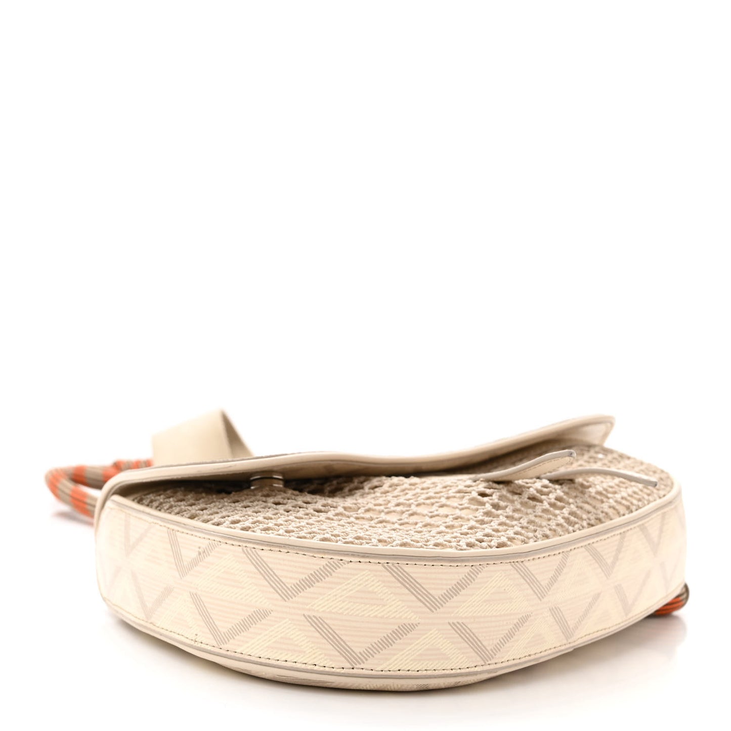 Coated Canvas Calfskin CD Diamond Nautic Mens Saddle Bag Ivory