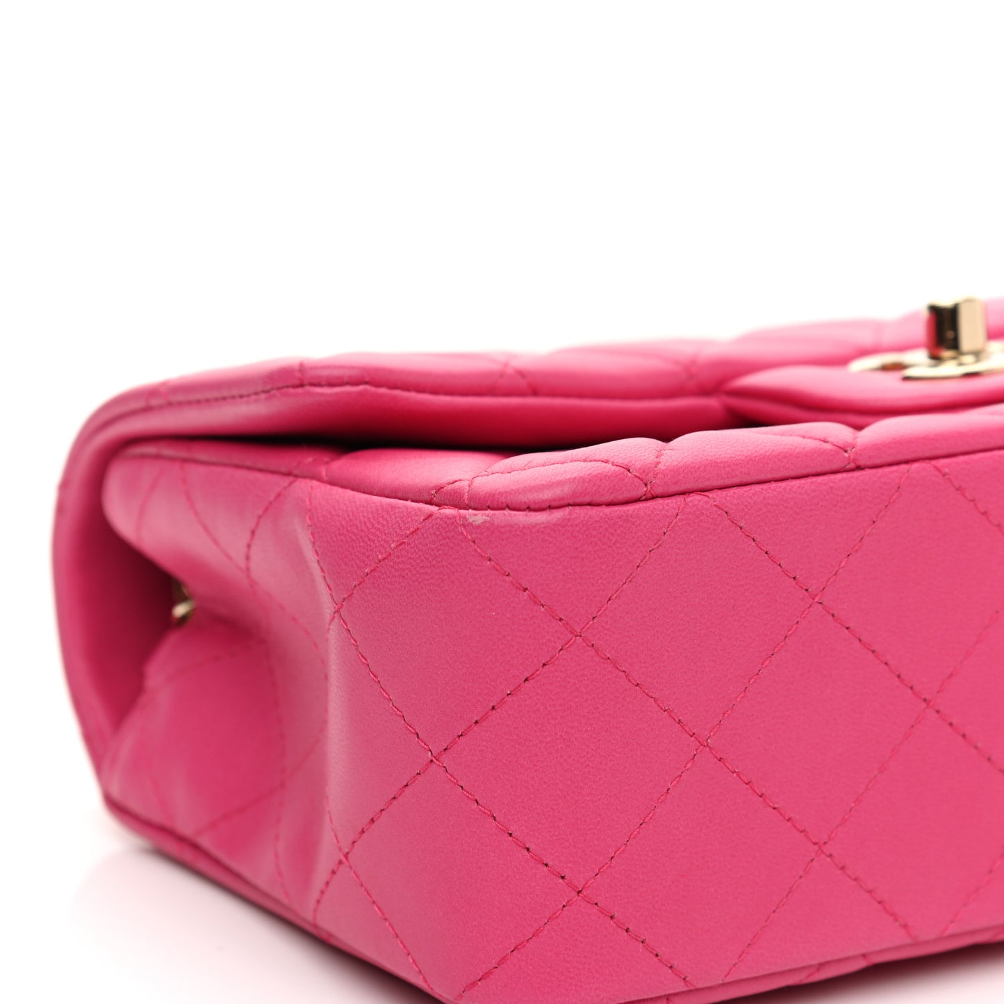 Lambskin Quilted Mini Rectangular Flap Fuchsia