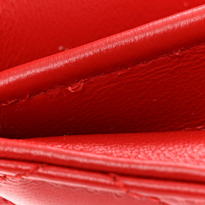 Versace Lambskin Quilted Medusa Wallet On Chain Crossbody Red 10 of 11