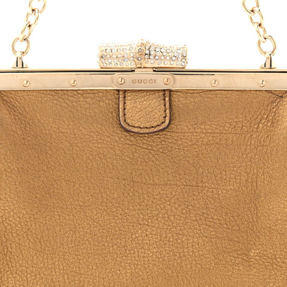 Gucci Metallic Grained Calfskin Crystal Frame Evening Bag Bronze 8 of 14