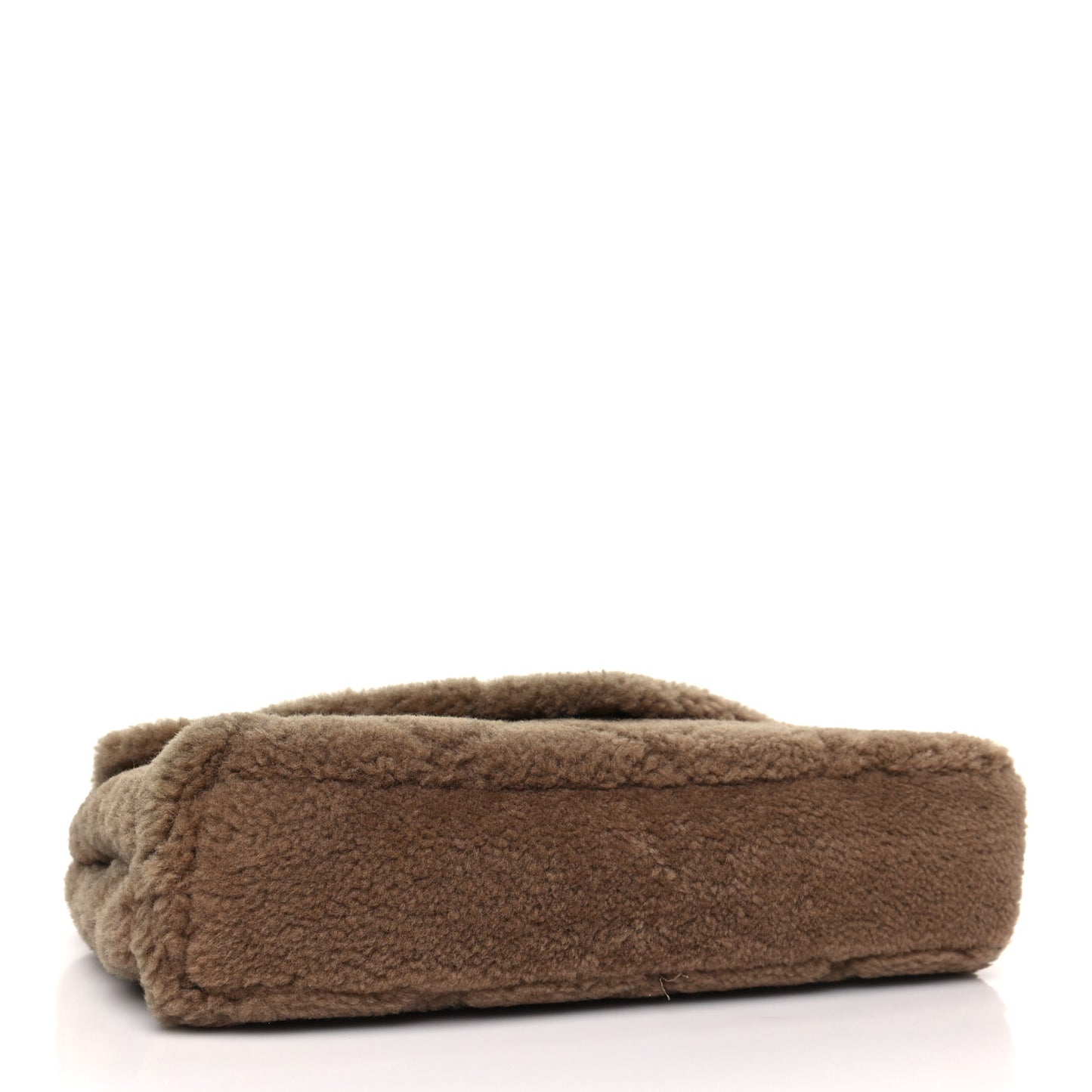 Shearling Lambskin Quilted Sade Puffer Envelope Clutch Natural Brown