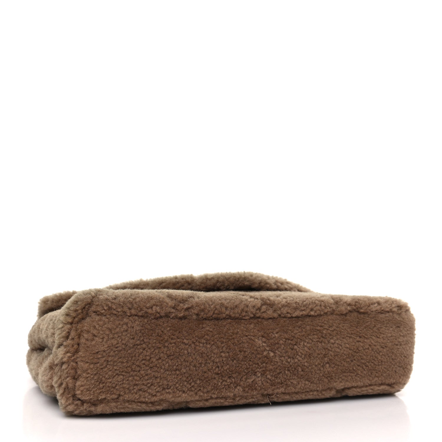 Saint Laurent Shearling Lambskin Quilted Sade Puffer Envelope Clutch Natural Brown 4 of 9