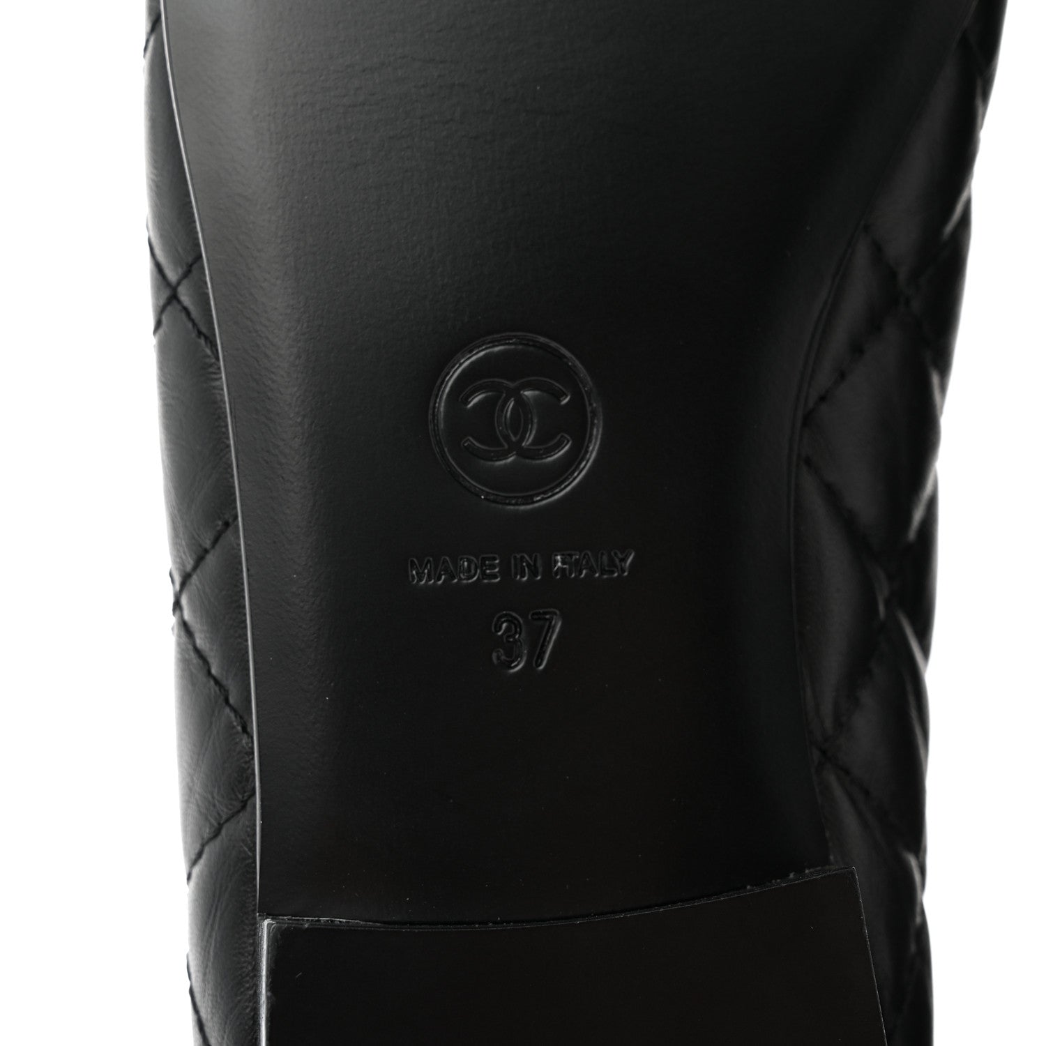 Chanel Aged Calfskin Quilted CC Cap Toe Ballerina Flats 37 Black 6 of 9