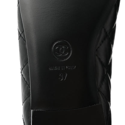 Chanel Aged Calfskin Quilted CC Cap Toe Ballerina Flats 37 Black 6 of 9