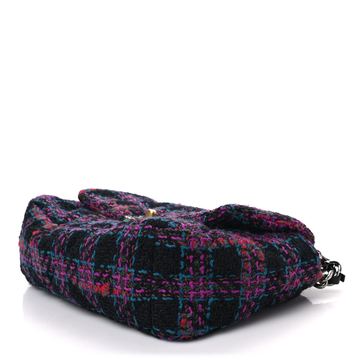 Tweed Quilted Medium Chanel 19 Flap Black Blue Purple