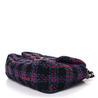 Chanel Tweed Quilted Medium Chanel 19 Flap Black Blue Purple 9 of 9
