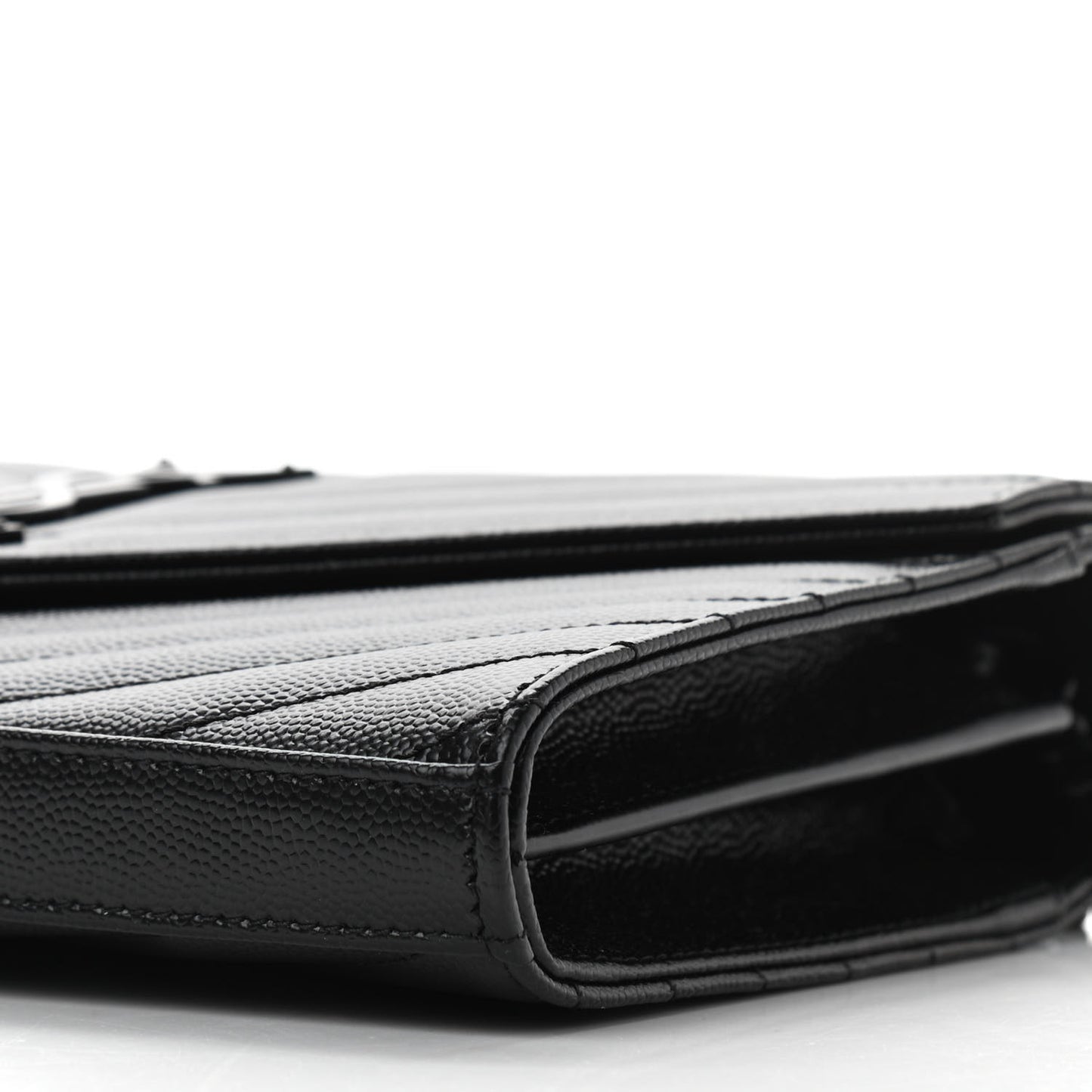 Grain De Poudre Matelasse Chevron Monogram Chain Wallet Black