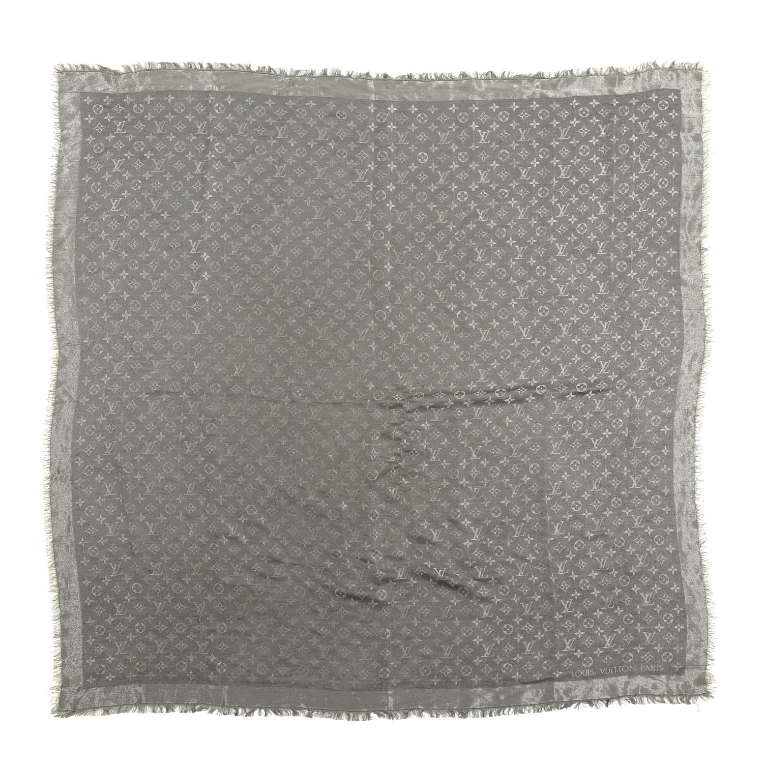 Louis Vuitton Silk Lurex Wool Monogram Shine Shawl Charcoal Grey 1 of 6