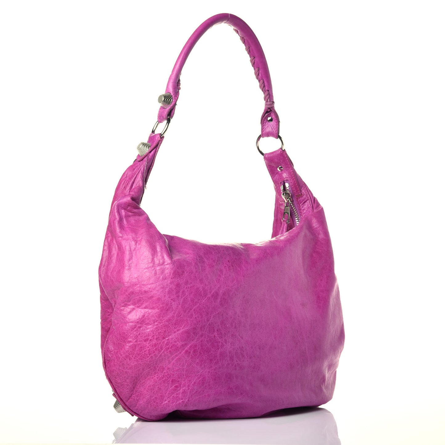 Agneau Giant 21 Silver Hardware Hobo Magenta