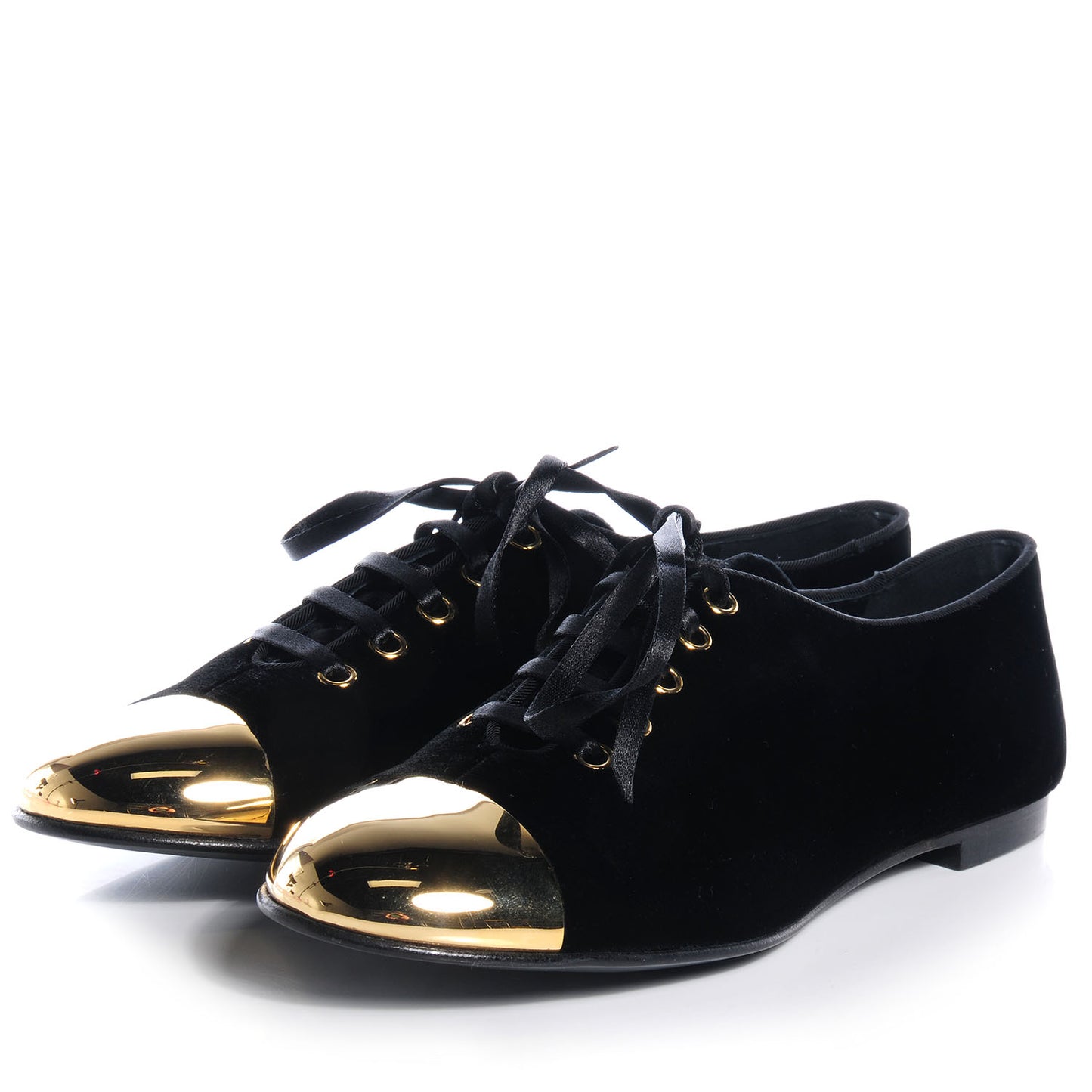 GIUSEPPEZANOTTIVelvetCapToeOxfordFlats37BlackGold