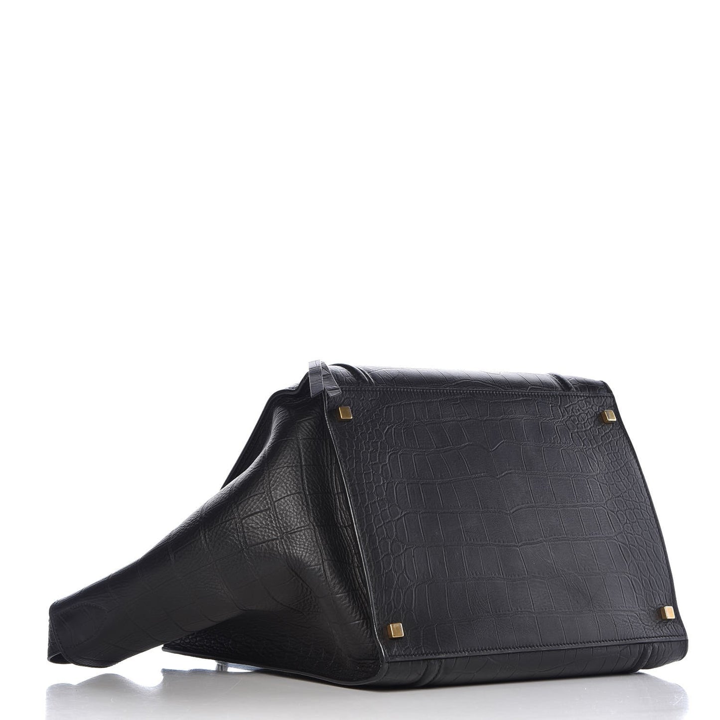 Crocodile Embossed Calfskin Medium Phantom Luggage Black