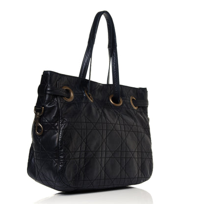 Christian Dior Lambskin Cannage Drawstring Tote Black 2 of 10
