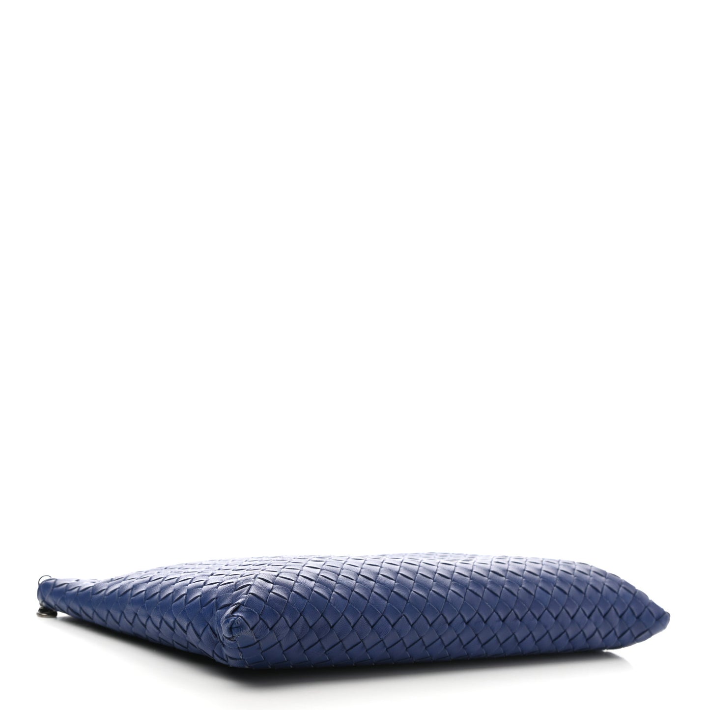 Nappa Intrecciato Large Flat Zip Biletto Pouch Blue