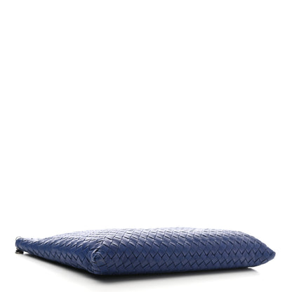 Bottega Veneta Nappa Intrecciato Large Flat Zip Biletto Pouch Blue 4 of 10