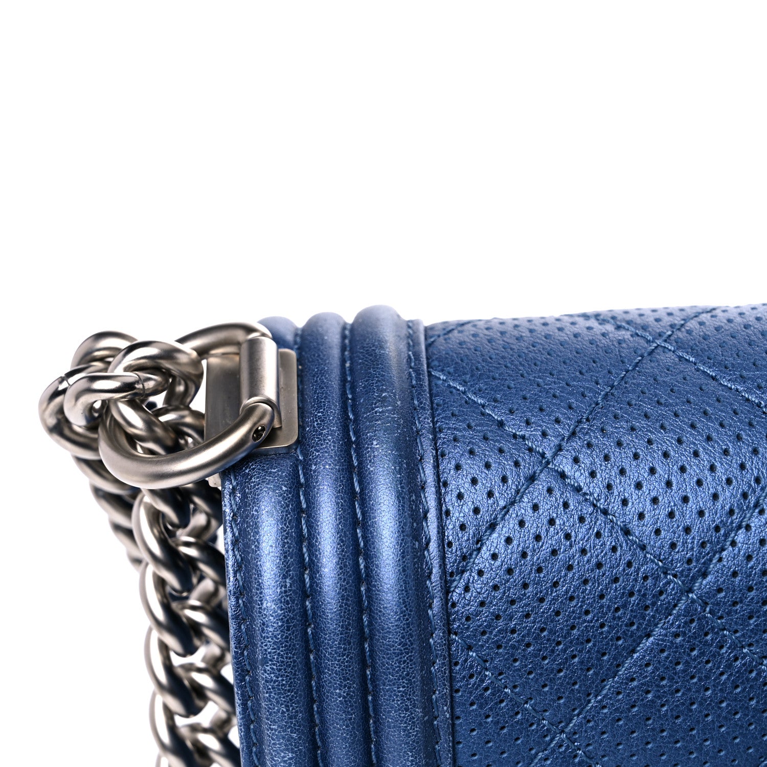 Chanel Perforated Lambskin Quilted New Medium Boy Flap Blue 15 of 19