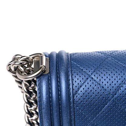 Chanel Perforated Lambskin Quilted New Medium Boy Flap Blue 15 of 19