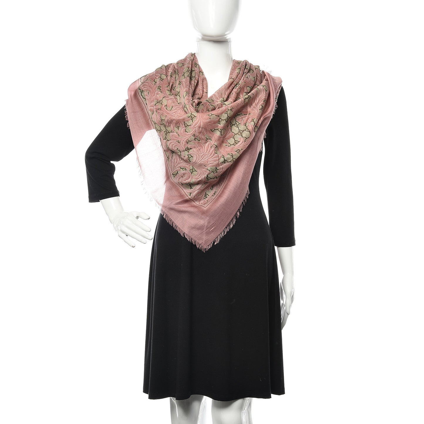 Modal Silk GG Monogram Big Arabesque Shawl Beige Pink