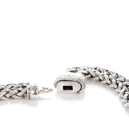 David Yurman Sterling Silver Diamond Double Wheat Chain Necklace 17mm 5 of 5