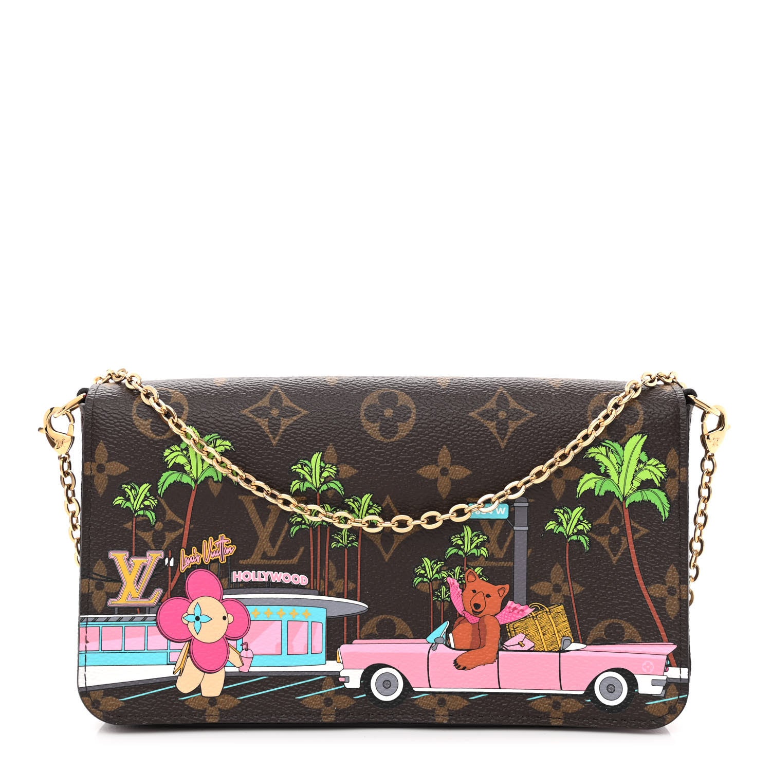 Louis Vuitton Monogram 2021 Christmas Animation Hollywood Pochette Felicie Chain Wallet Fuchsia 3 of 13