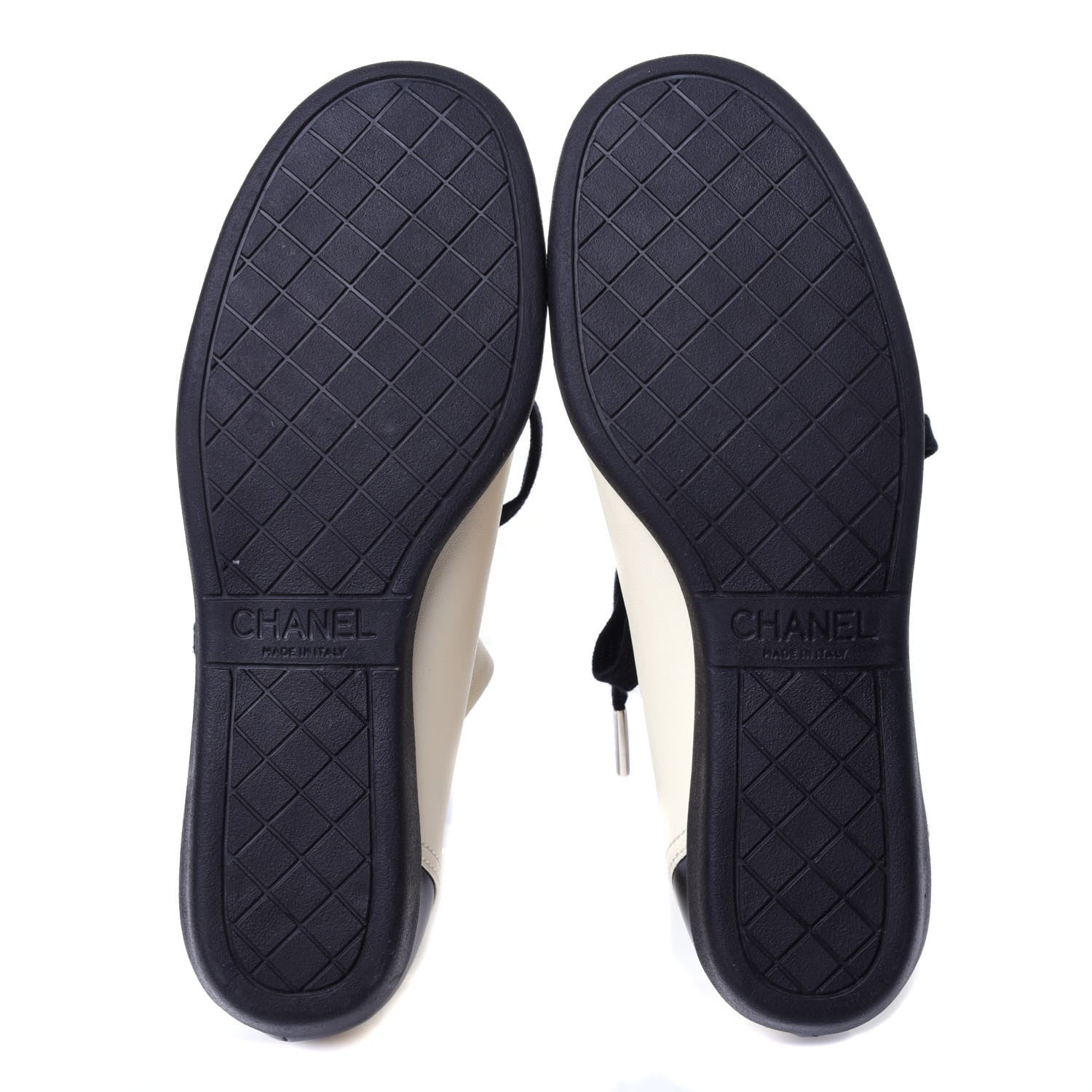 Chanel Lambskin Patent Cap Toe CC Sneakers 35.5 White Black 6 of 12